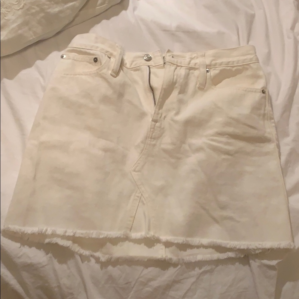 Crew white jean skirt